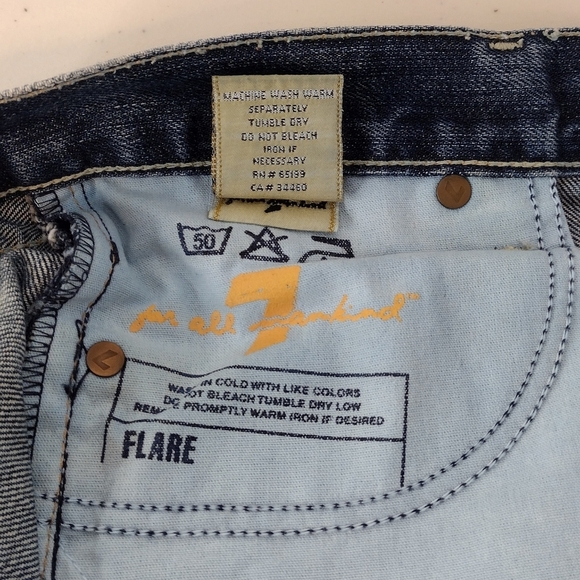 7 For All Mankind Y2k Blue Denim Distressed Flare Wide Leg Jeans Sz 27 - Picture 15 of 16